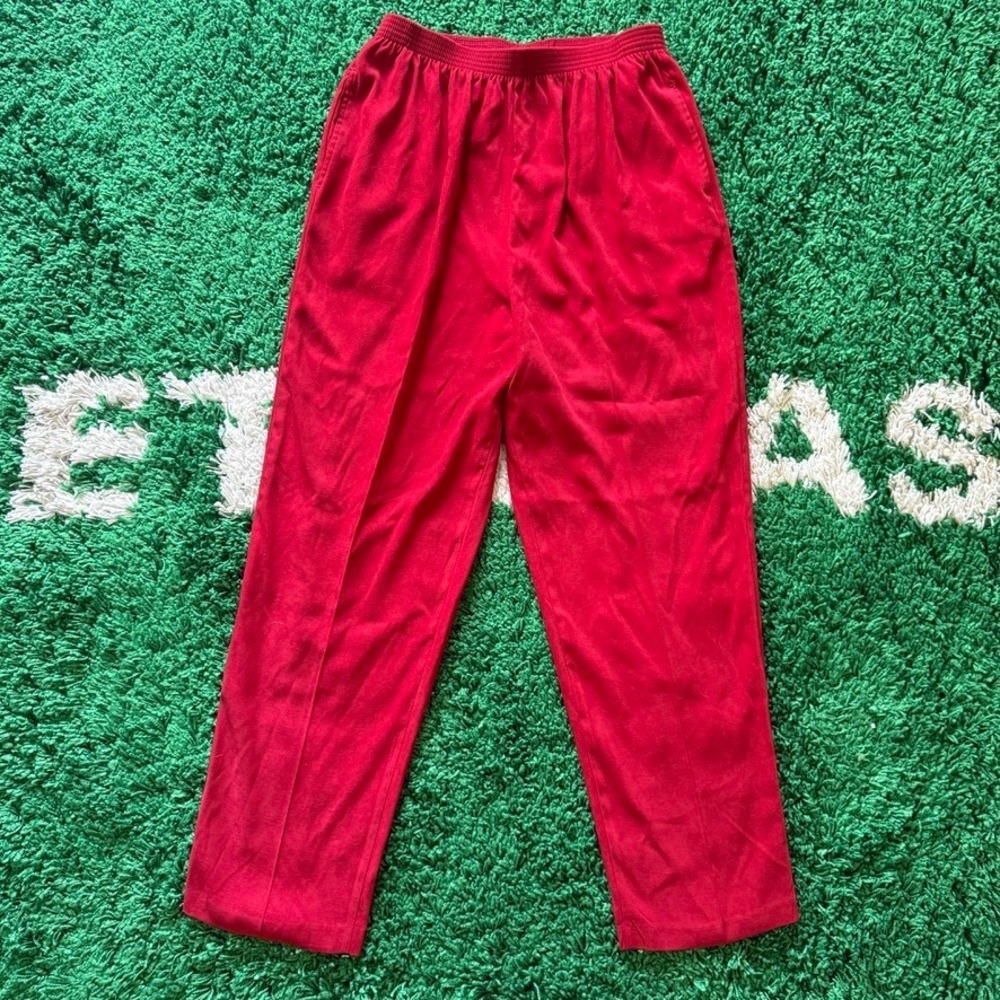 Bon Worth Red‎ Terry Cloth Pants Size L Elastic Waist Casual Loungewear
